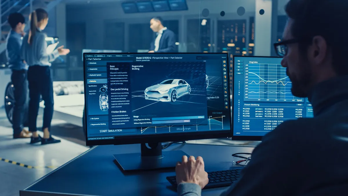 Automotive analytics workstation with dealership performance dashboards
